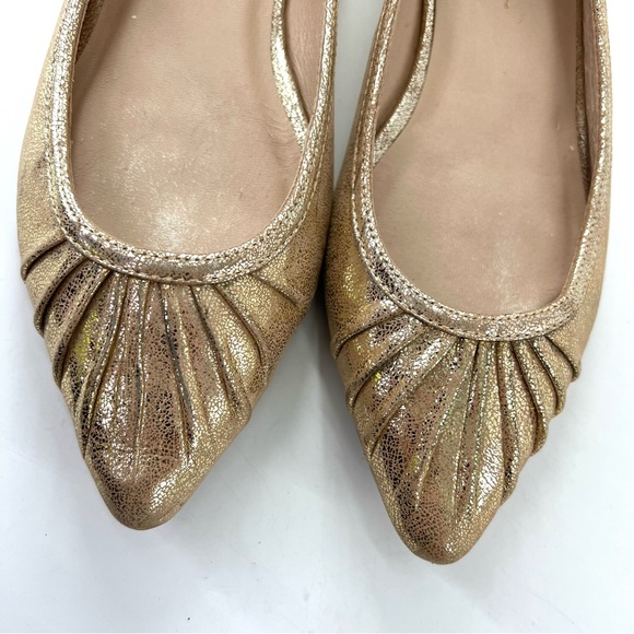 Leoffler Randall Gold Metallic Crackle Pointed Flats 9.5 - Picture 4 of 14